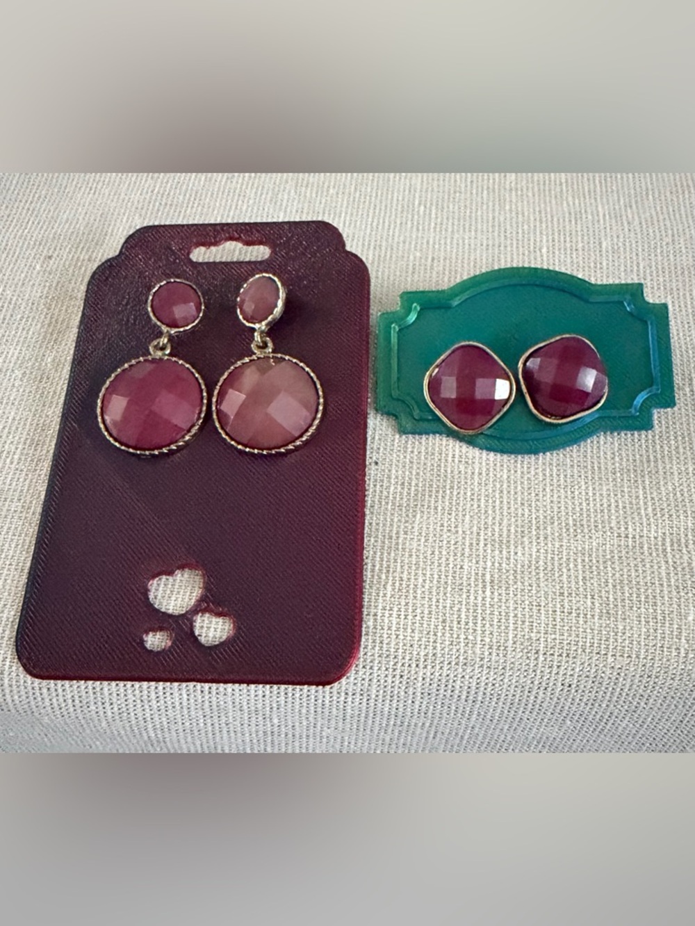Gold-Trim Plum Drop Earrings - Women Jewelry